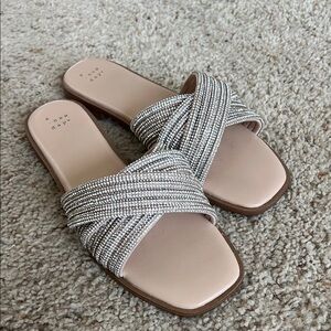 A New Day rhinestone Silver Slide Sandals
